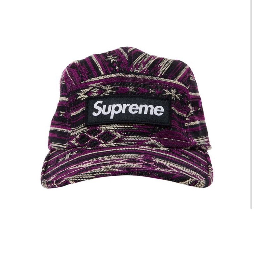 Supreme Woven Pattern Camp Cap Purple